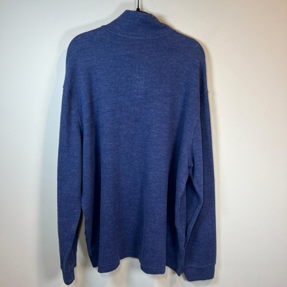 Polo Ralph Lauren Men's Quarter Zip Pullover Sweater Blue Heather Red Pony Sz XL - Picture 9 of 13